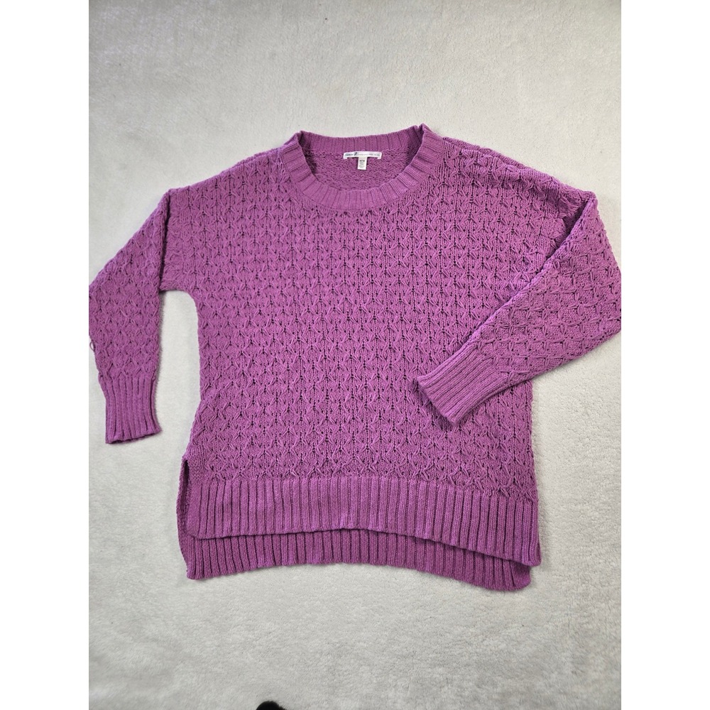 Seven7 Womens Chenille Knit Sweater Wild Orchid Purple Diamond Pattern M